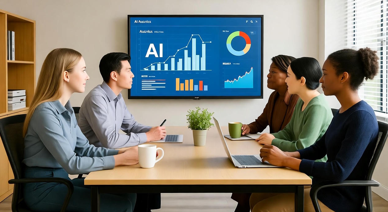Thumbnail: Small business owner analyzing AI adoption strategies and skeptical approach to business technology implementation in 2025