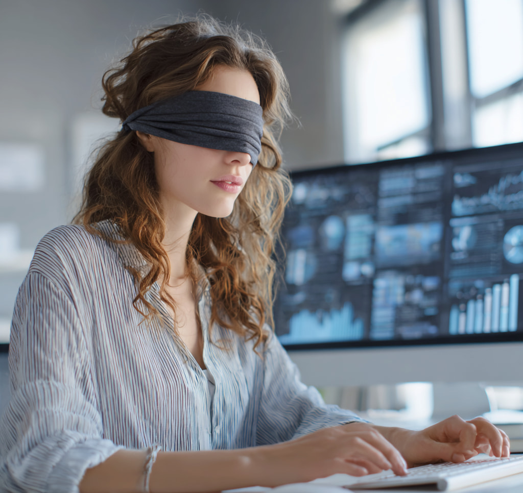 Thumbnail: Business leader with blindfold representing small business blind spots and hidden operational challenges in strategic planning