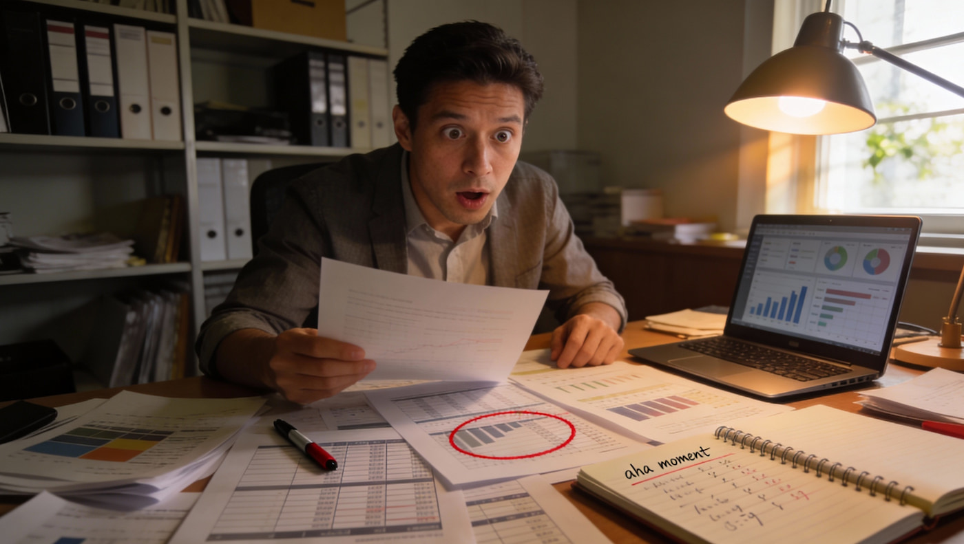 Thumbnail: Business owner discovering hidden operational issues and inefficiencies in financial reports - uncovering business blind spots