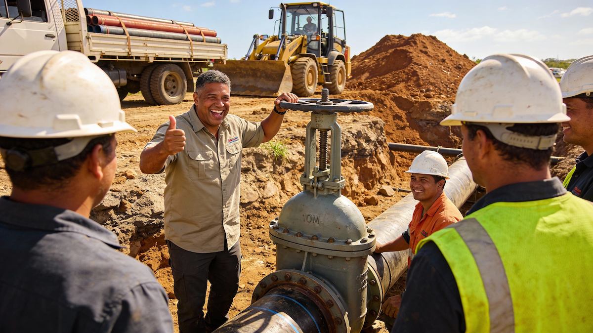 Thumbnail: Business leader coaching team members on job site demonstrating growth-focused leadership and employee development culture