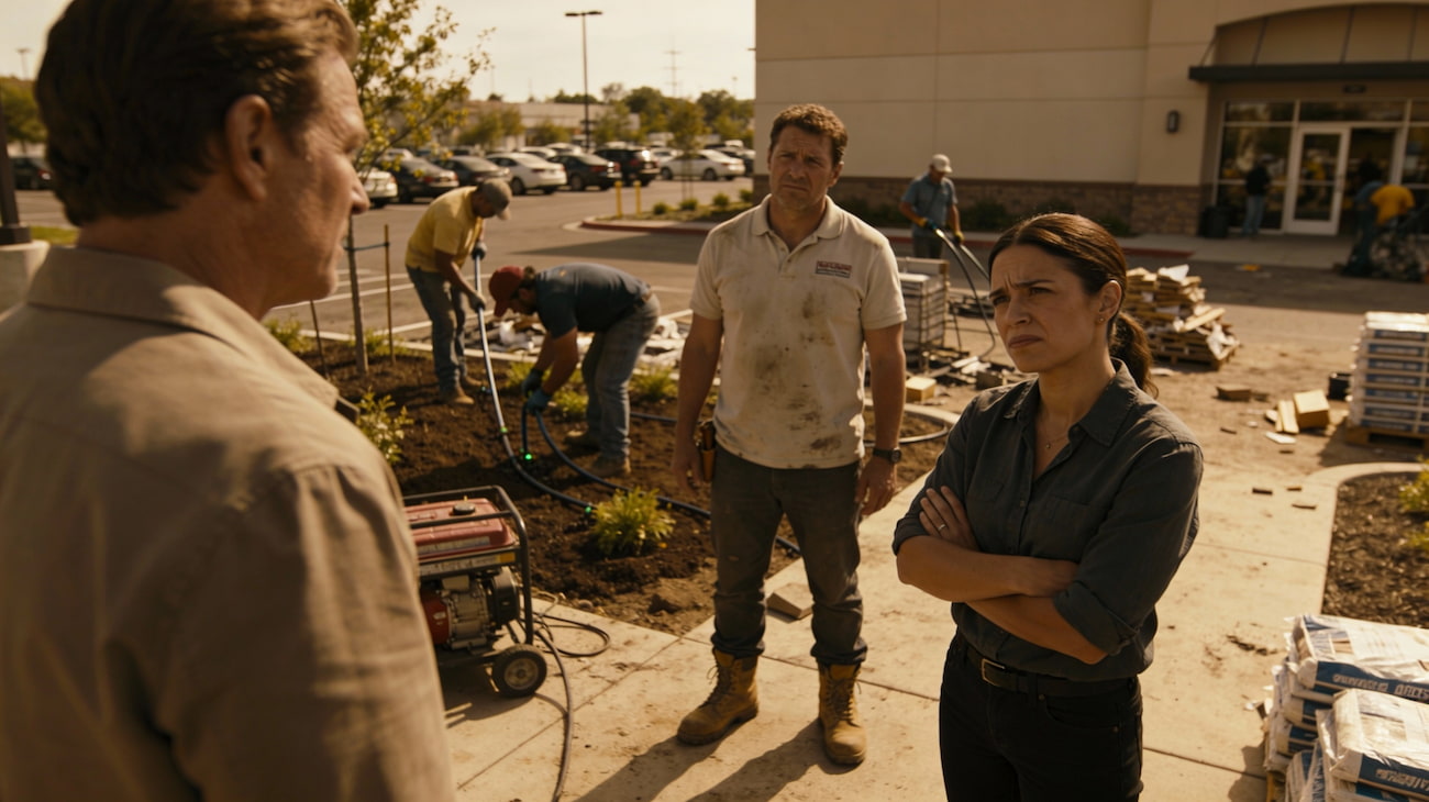 Thumbnail: Service business team discussing project estimates at commercial job site - accurate estimating prevents profitability collapse