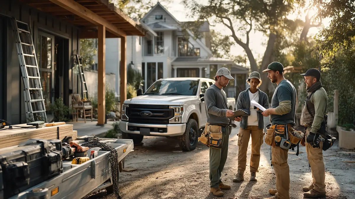 small business owner leading a construction crew on a jobsite