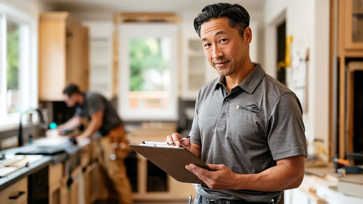 Small business owner reviewing a daily schedule and job checklist for a home services team